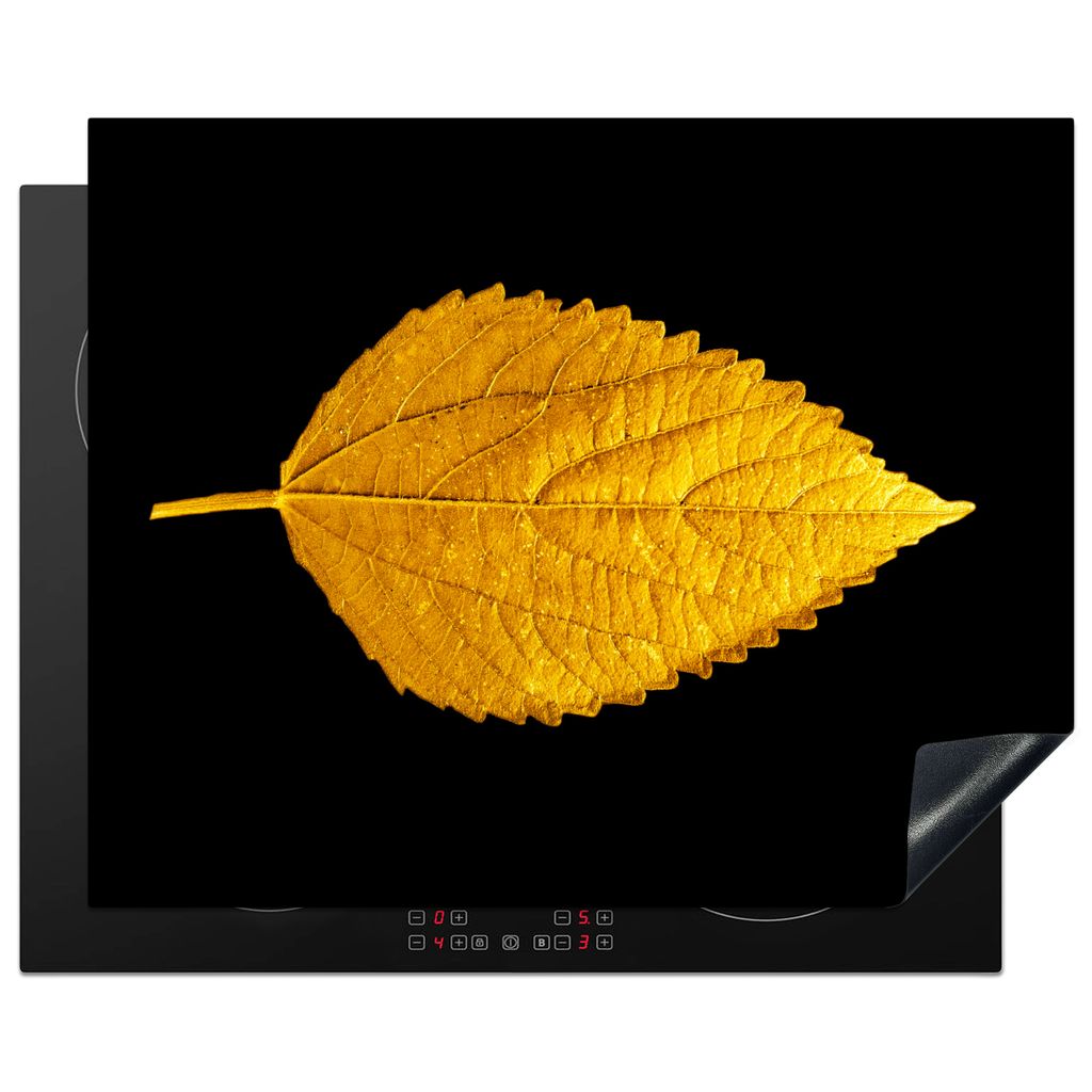 KitchenYeah Herdabdeckplatte Blätter - Gold - Botanisch - Luxus - Natur , 65x52cm, Küche Deko, Glaskeramikkochfeld Herdabdeckung, Abdeckplatte ...
