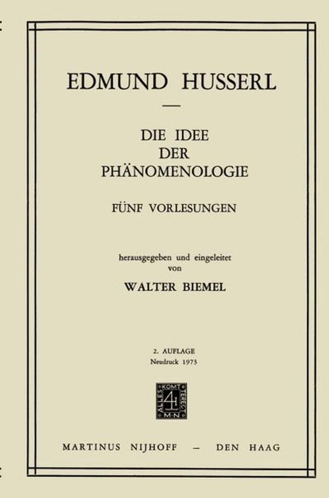Die Idee der Phänomenologie