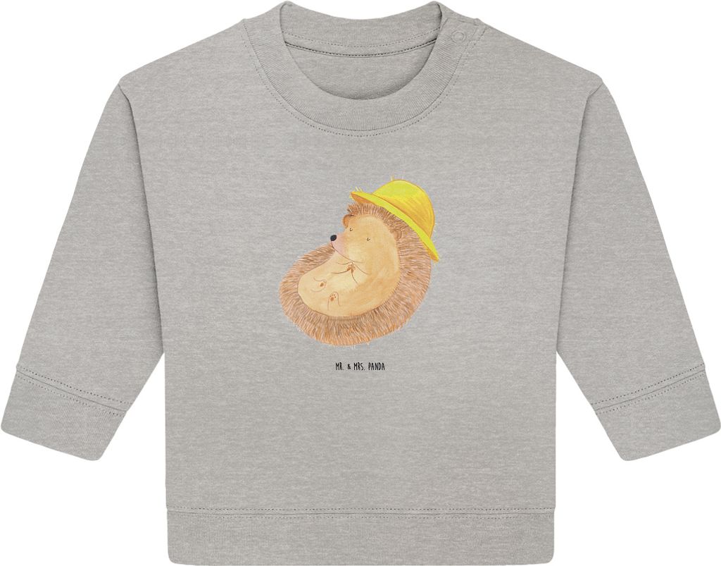 Mr. & Mrs. Panda Organic Baby Pullover Igel Beten 6. - 12. Monat - Heather Grey - Geschenk, Dankbarkeit, Sonnenhut, Lustige Sprüche, Genießen, Le...