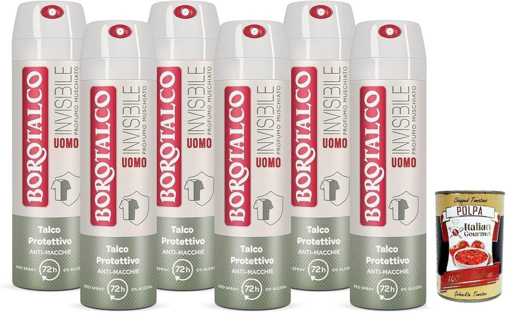 Italian Gourmet Deo Spray Herren Talc Duft 6 x 150 ml Anti Flecken Deodorant Spray 0 Alkohol frisches Gefühl langanhaltender Schutz für Alltag Sp...