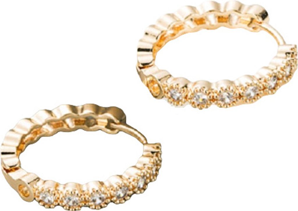 Ines Ohrringe - Elegante Gold- und Kristallohrringe für empfindliche Haut KP20955