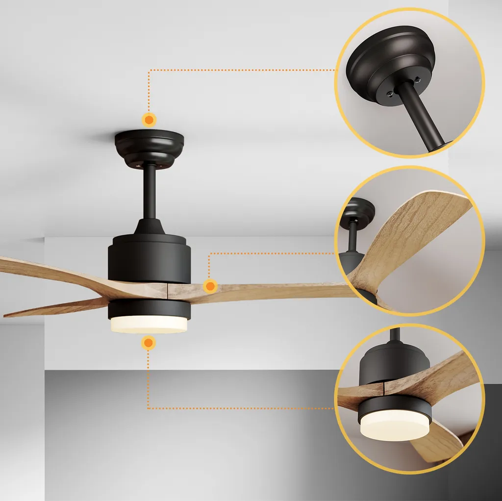 SONNI Ventilateur de plafond avec éclairage et télécommande 132 cm - 10
