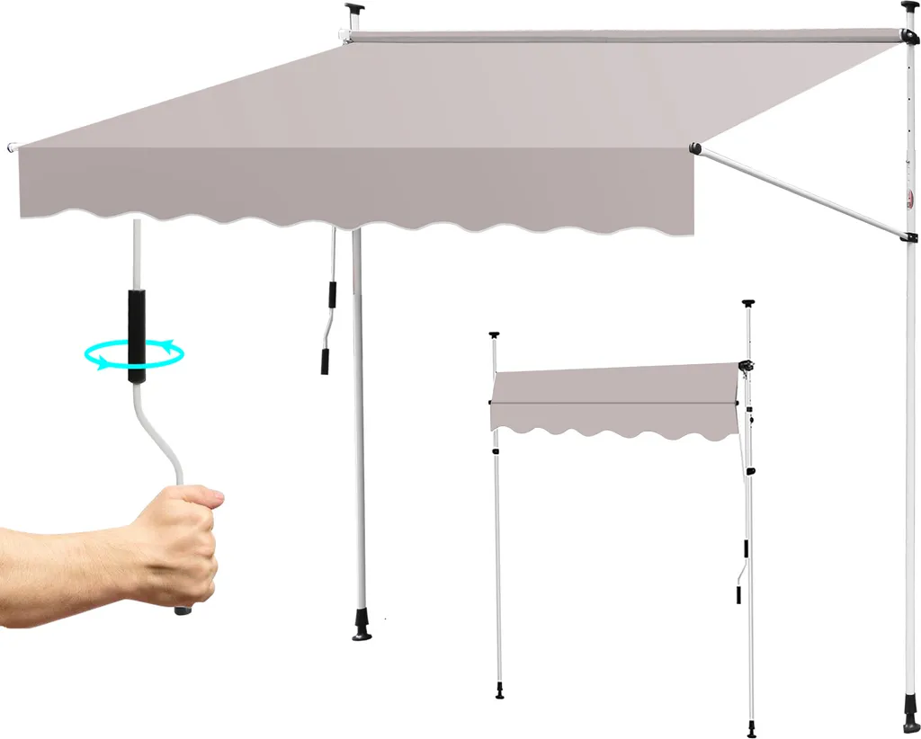 Jayseuw Tenda da sole con morsetti Tenda da sole per balcone Resistente ai raggi UV Impermeabile Beige 200 cm