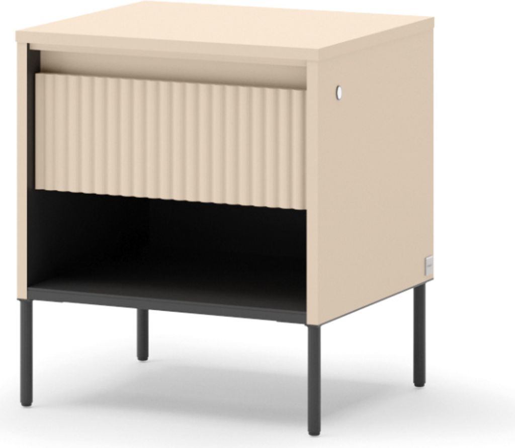 YOURHOUSE24 Nachttisch TREND Schlafzimmer TS-10 - sandbeige/schwarz