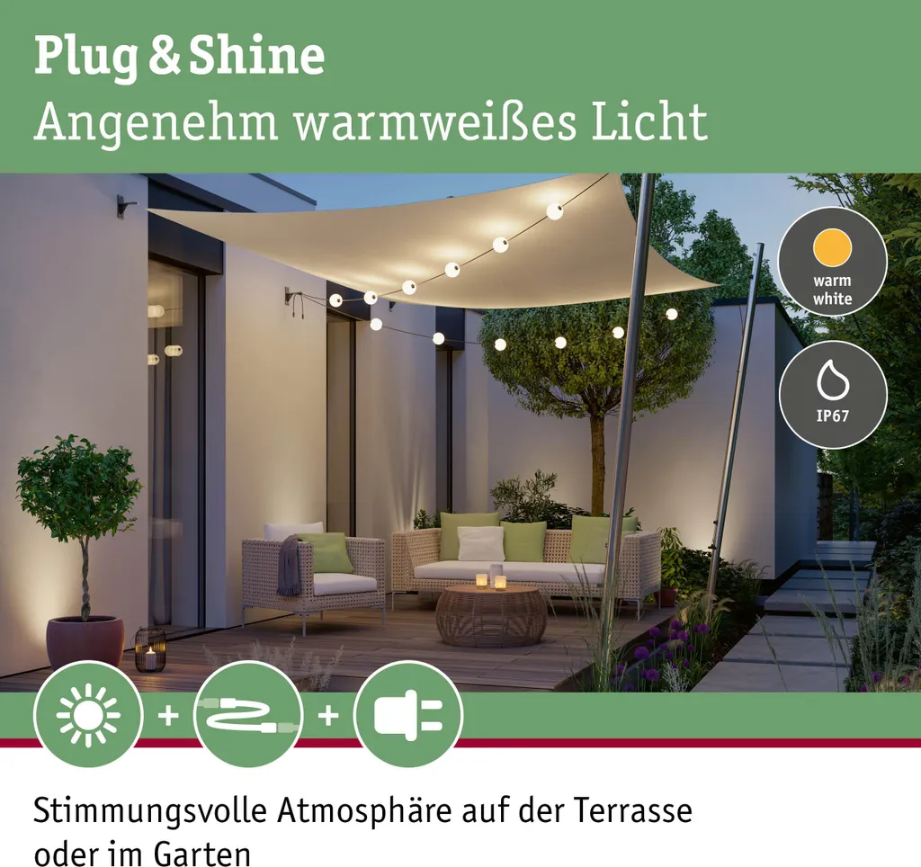 Paulmann Plug & Shine Naima Chaîne d'éclairage LED Set d'extension IP44 - 5
