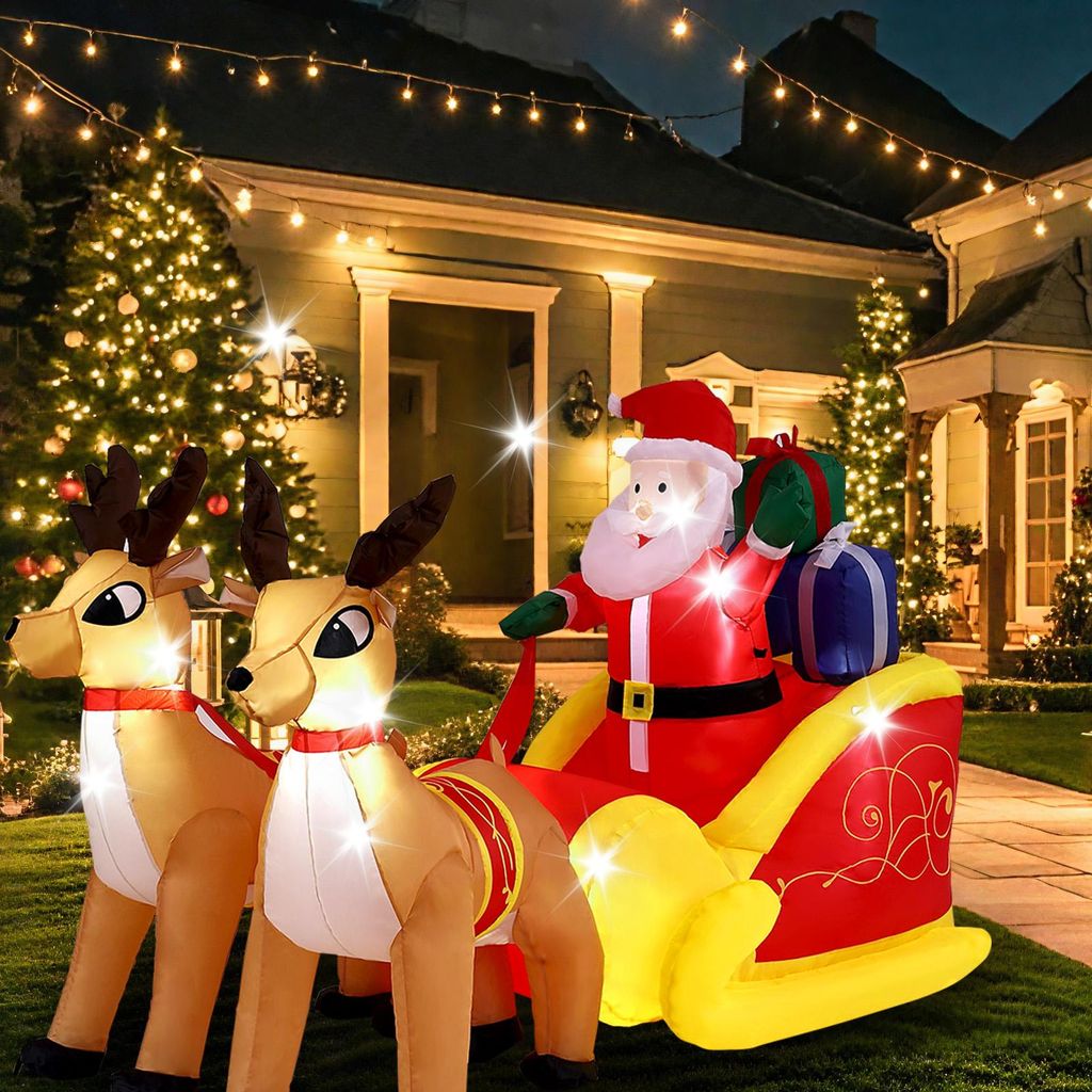 Père Noël gonflable de 220 cm sur un traîneau avec 2 rennes Image du produit 