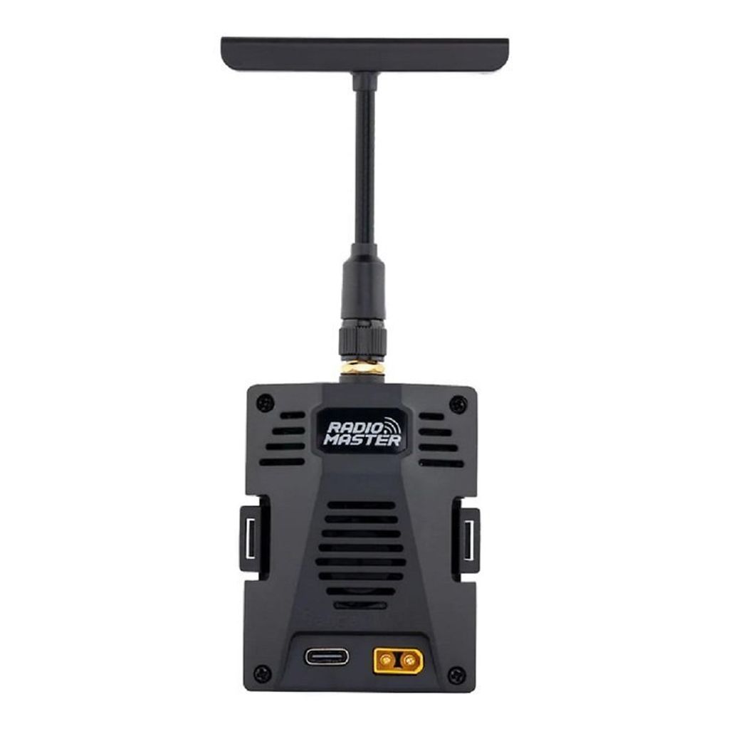 A black electronic module with an antenna, labeled 'RADIO MASTER'.