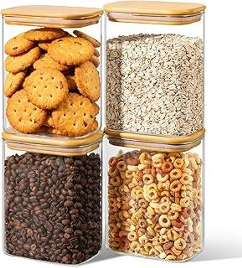 Barattoli Vetro Borosilicato ComSaf 1100ml - Set 4 Pezzi Cucina
