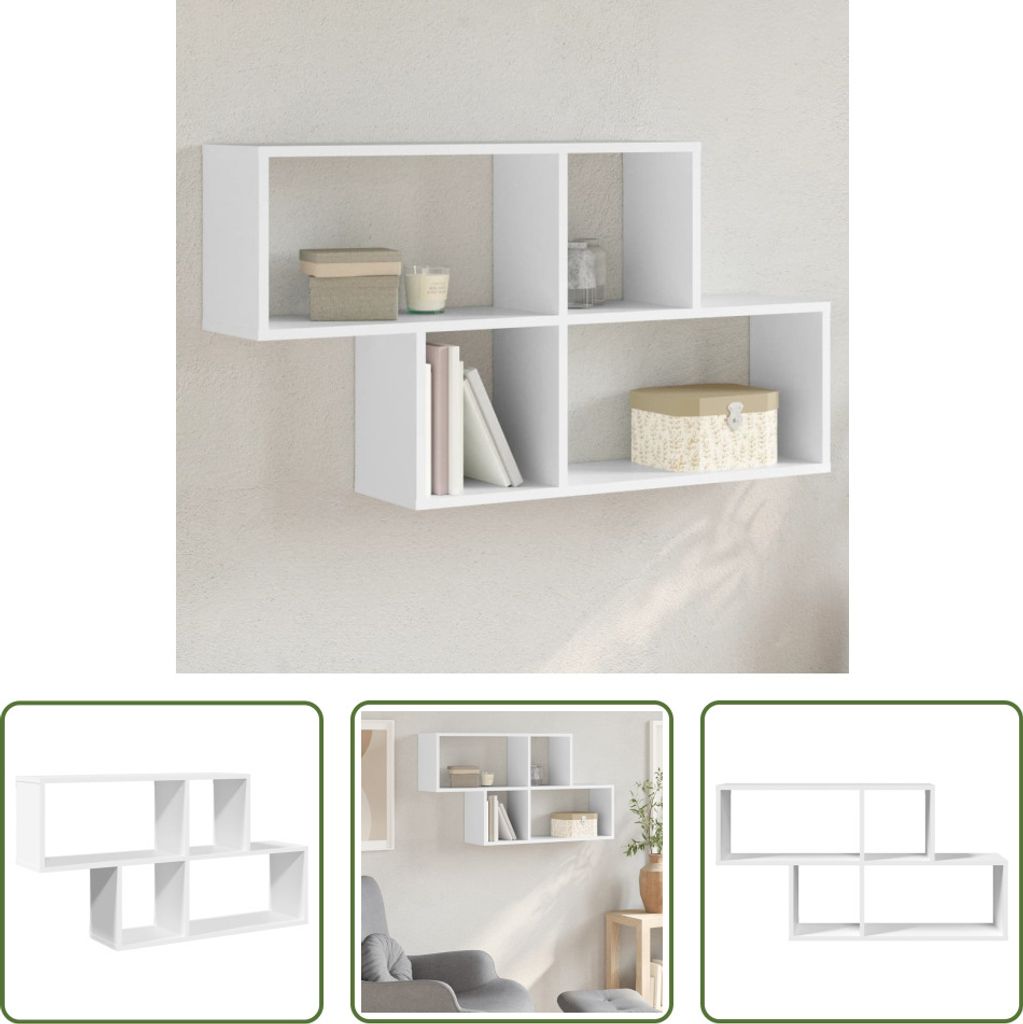 The Living Store Wandregal Weiß 100x20x53 cm Holzwerkstoff