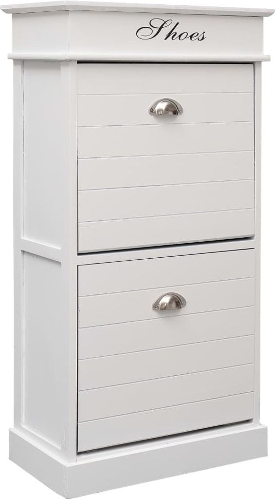 Schuhschrank Weiß 50 x 28 x 98 cm Paulownia Holz