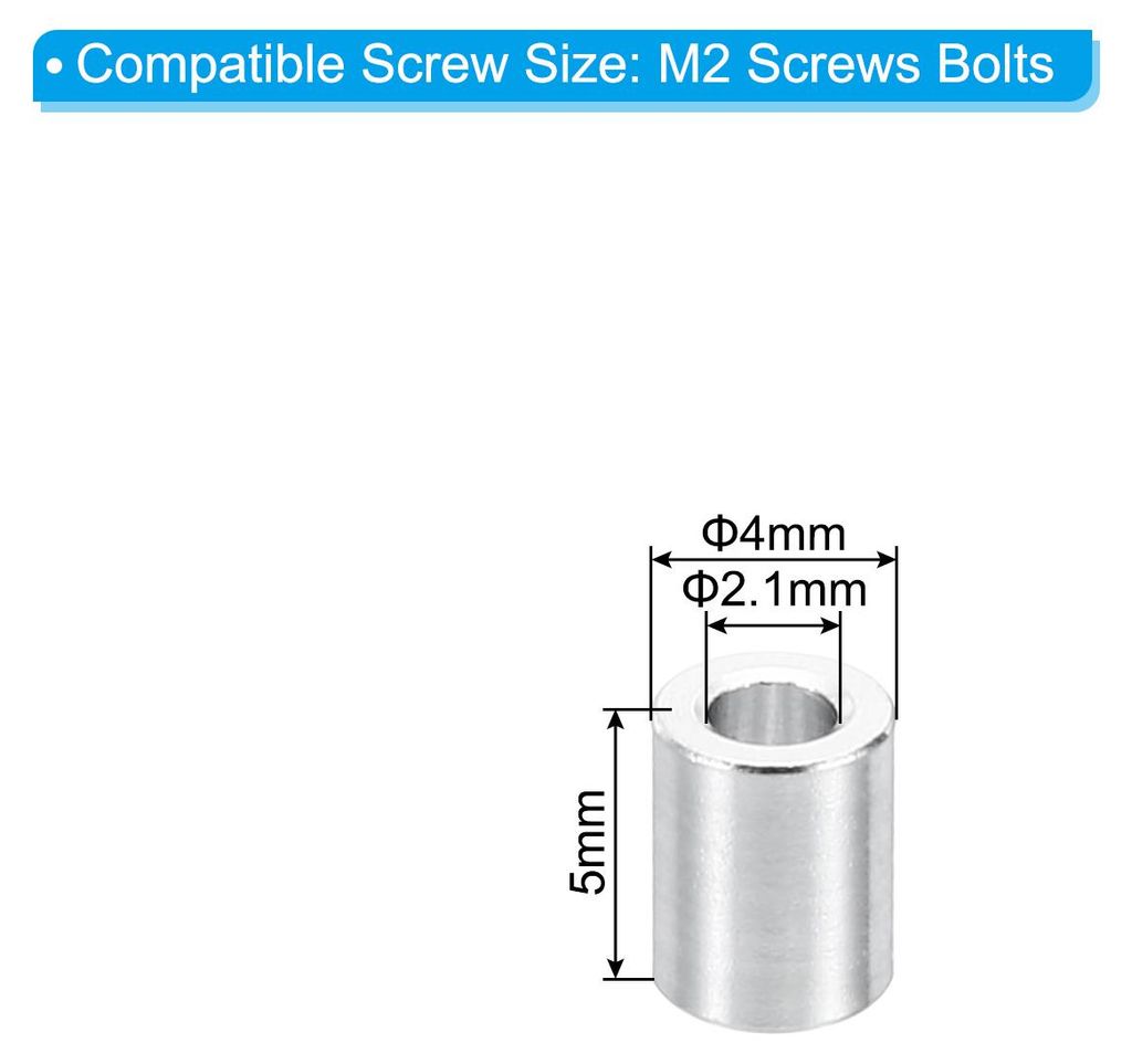 M2 Aluminium Abstandshalter 10 Stš¹ck Metall Distanzhš¹lsen Alu 2.1 mm ID x 4 mm OD x 5 mm L Rund Unterlegscheiben Abstandshš¹lsen Schraubena...