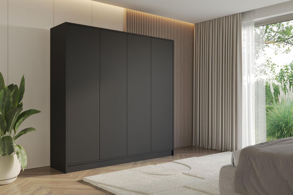 ALTDECOR Kleiderschrank GELE - 200x200x51 Schwarz Schrank Garderobenschrank Mehrzweckschrank mit modernen glatte Fronten