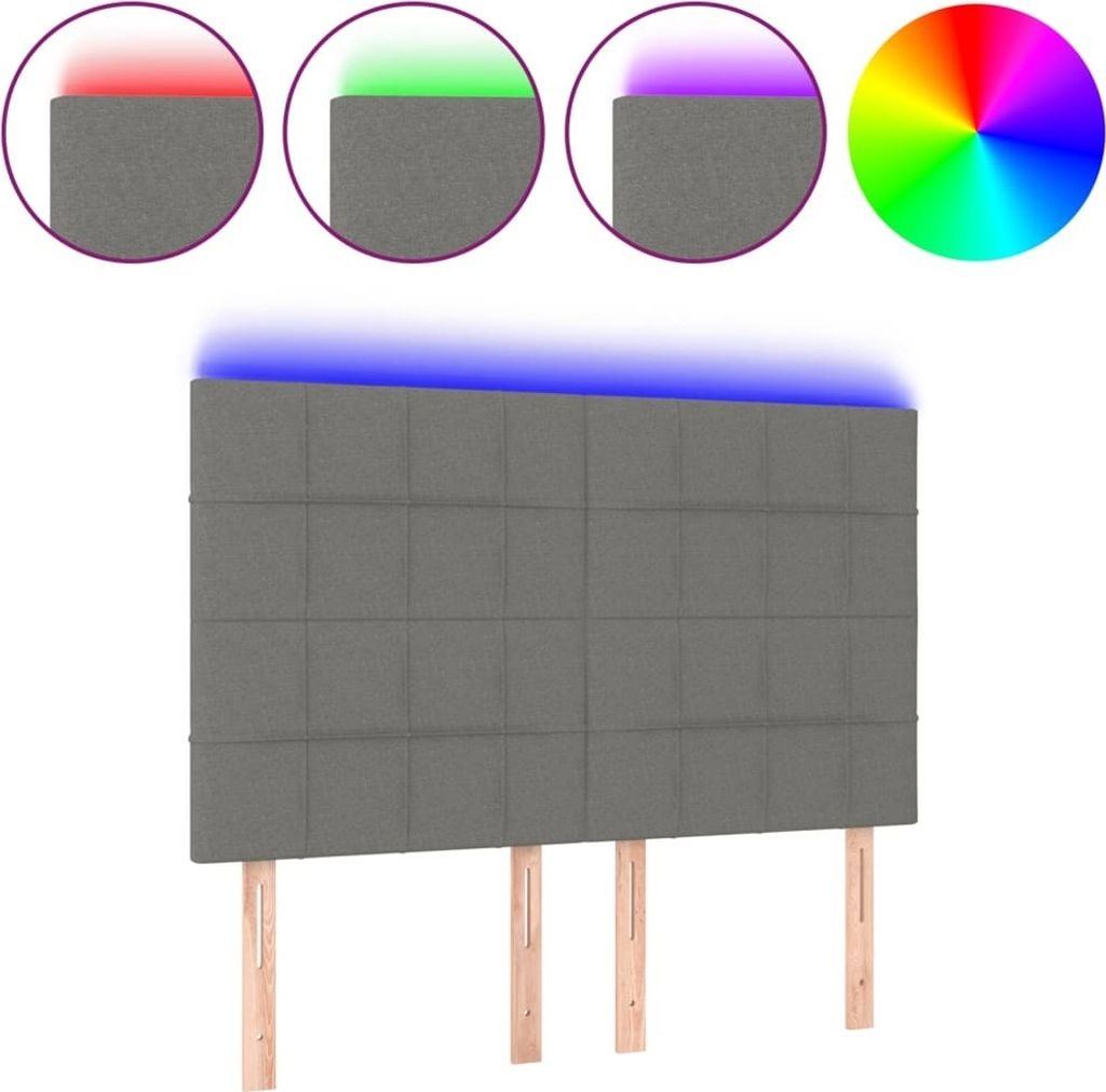 LED Kopfteil Dunkelgrau 144x5x118/128 cm Stoff
