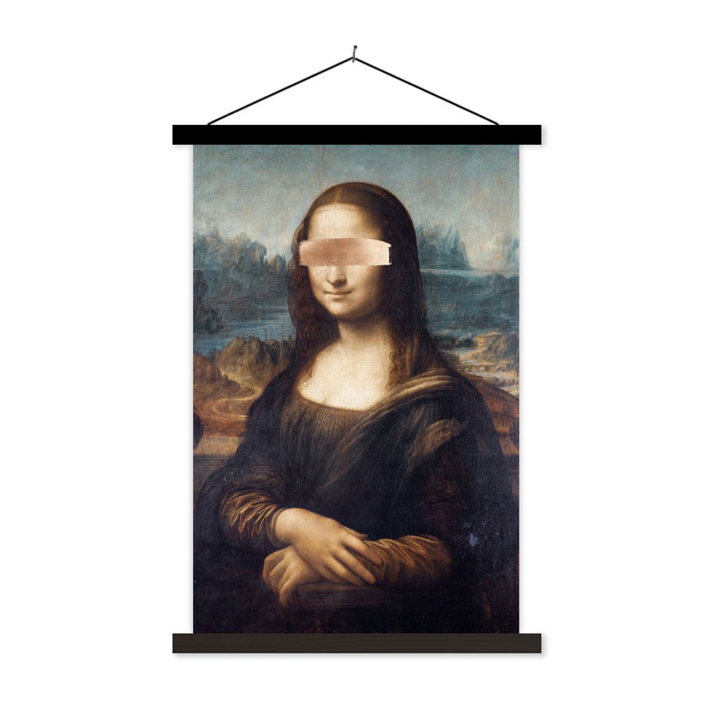 MuchoWow Textilposter Mona Lisa - Leonardo da Vinci - Bronze 60x90 cm mit schwarzem Rahmen - Poster Wohnzimmer