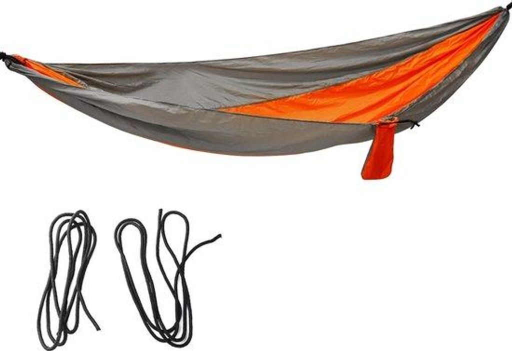 Draagbare Verbrede Hangmat mit Seil für Innen Außen Camping - Silbergrau & Orange