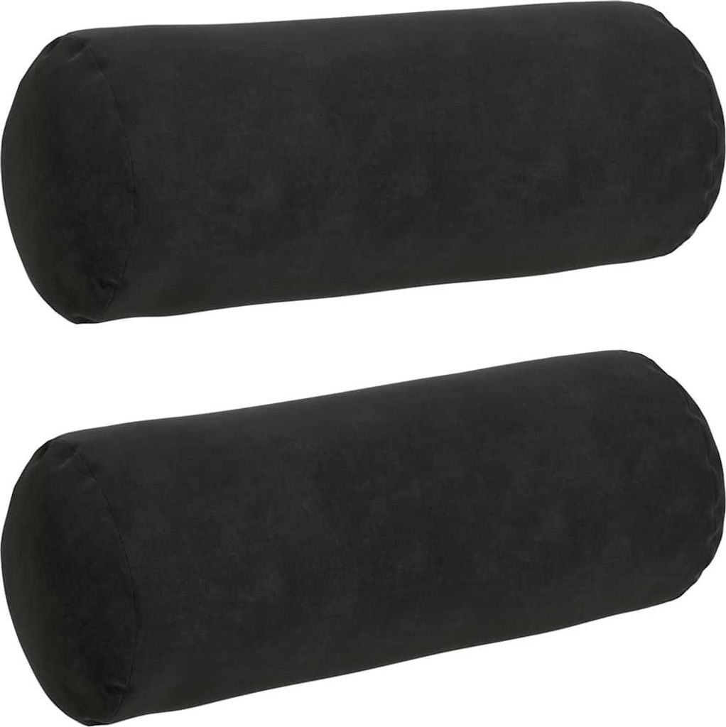 Bolsterkissen 2 Stück Schwarz Ø 15 x 40 cm Cordstoff