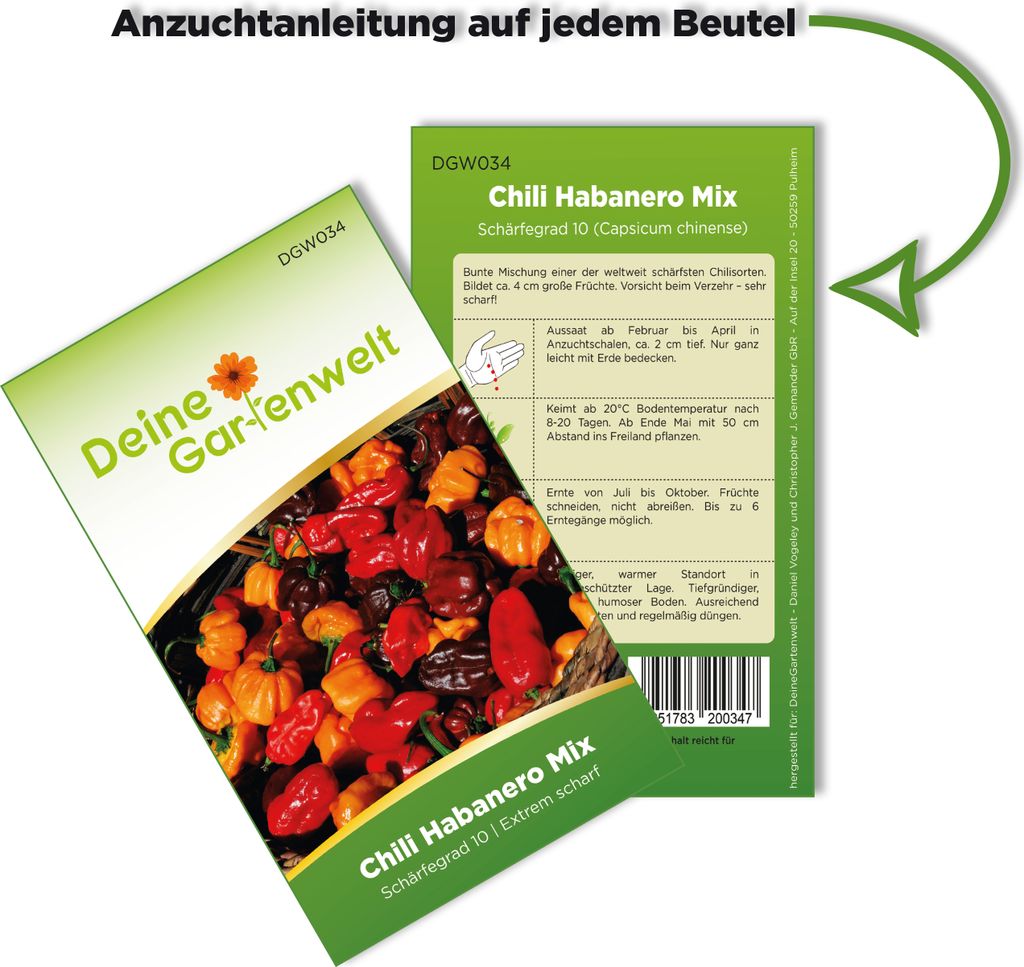 Chili Habanero Mix Samen - sehr scharf - Capsicum chinese - Produktbild 3