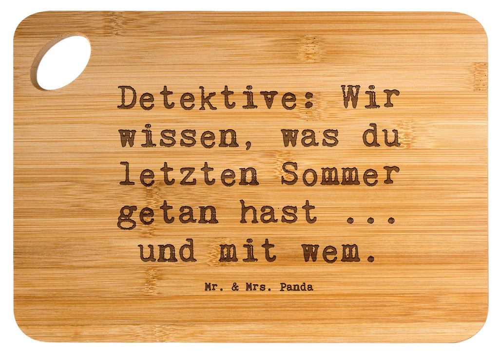Mr. & Mrs. Panda Schneidebrett Spruch Detektiv Geheimnisse - Transparent - Geschenk, Frühstücksbrettchen, Mysteriös, Berufsliebe, Verlorene Gege...