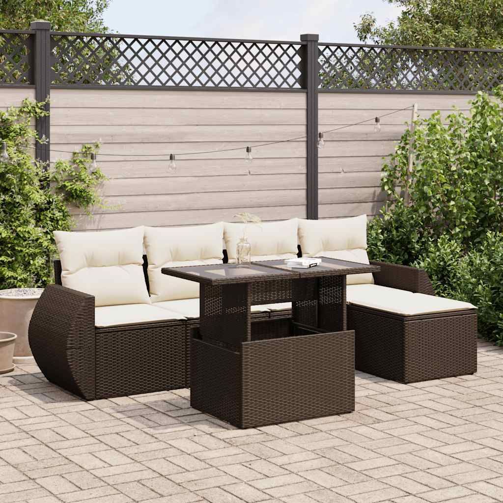 Maison Exclusive - 6-tlg. Garten-Sofagarnitur mit Kissen Braun Poly Rattan