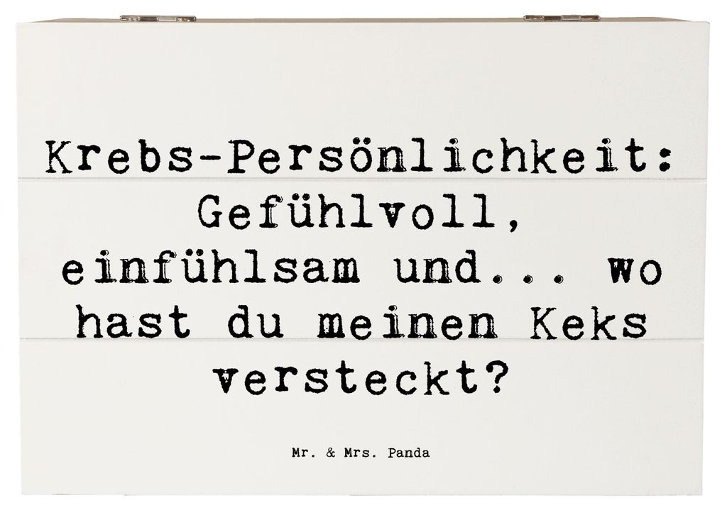 Mr. & Mrs. Panda Box Spruch Krebs Gefühlswelt 22 x 15 cm - Weiß - Geschenk, holzschachtel, Geschenke Sternzeichen, Einfühlungsvermögen, sensibl...