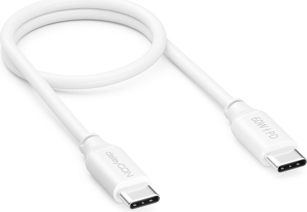 deleyCON 0,30m USB C Kabel PD3.0 (60W Schnellladekabel) Kurzes Ladekabel für iPhone 16 15 Pro Max Samsung Galaxy S25 S24 S23 S22 Pixel iPad Pro Ma...