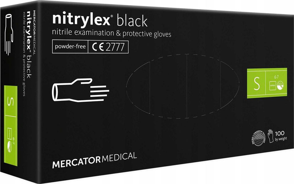 Nitrilhandschuhe 100 Stück / Schwarz / Größe: 7 - S / Nitrylex Black