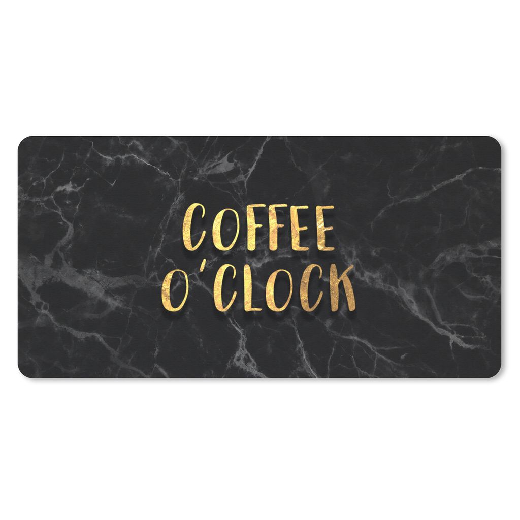 MuchoWow Mauspad Mousepad Zitat - Kaffee - Gold - Marmor 60x30 cm - Mousepads - Maus Mat - Pad - Mausunterlage - Nachhaltig