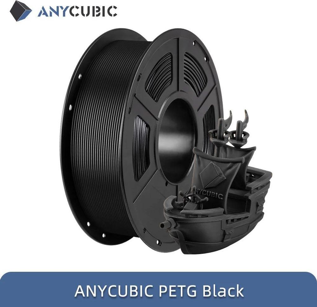 3D-Drucker Filament - PETG 1,75 mm - Für FDM 3D-Drucker - Paket 10 kg - Spule 1 kg - Schwarz