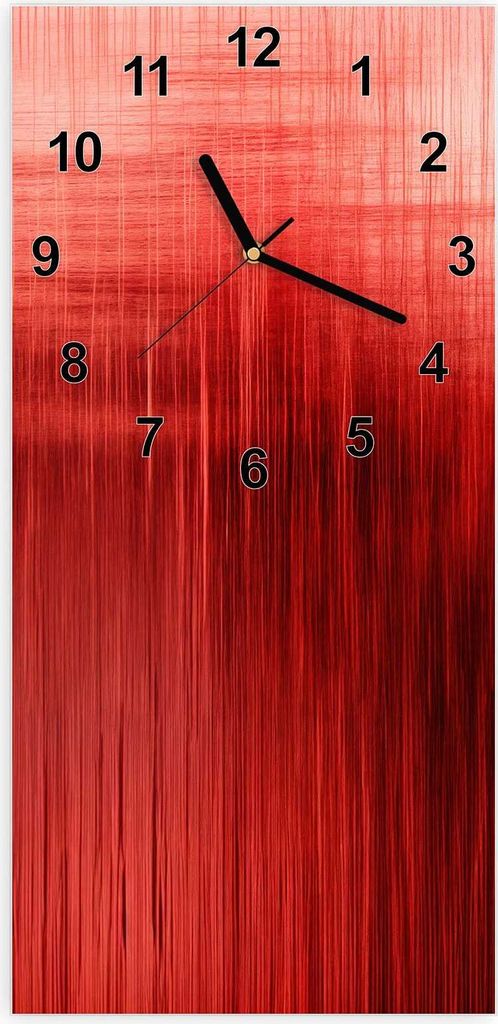 Wanduhr aus Glas mit Motiv Rote Textur- 30 x 60 cm - inkl. Aufhängesystem