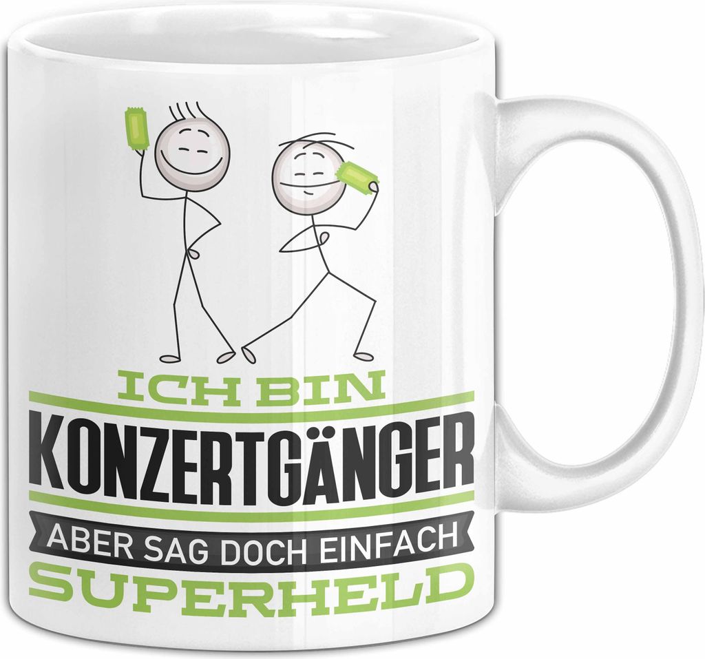 Konzertgänger Geschenk Tasse Ich Bin Konzertgänger Aber Sag Doch Einfach Superheld Lustige Geschenkdiee für Konzertgänger Kaffee-Becher (Weiß)