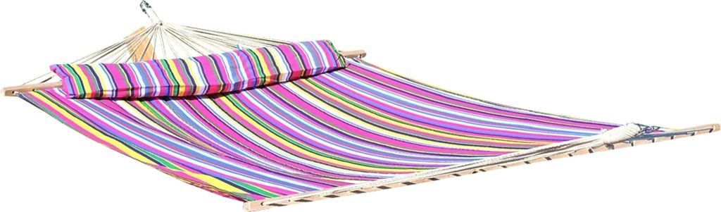 DESIGN Stabhängematte Hängematte Doppelhängematte Ersatzhängematte 200x150cm aus Baumwolle gefüllt mit Polster pink gestreift von AS-S