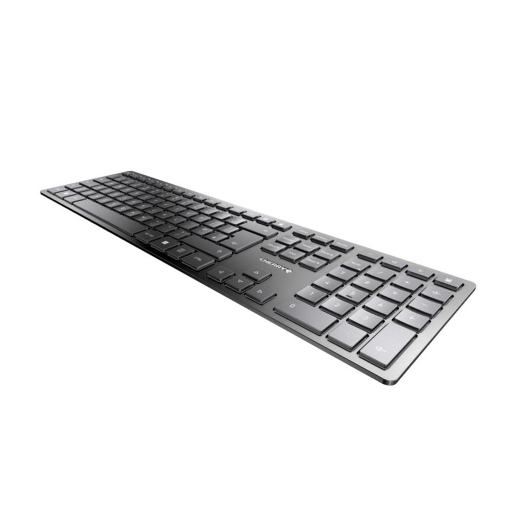 CHERRY TAS KW 9100 SLIM Wireless CH-Layout schwarz/silber Produktbild 