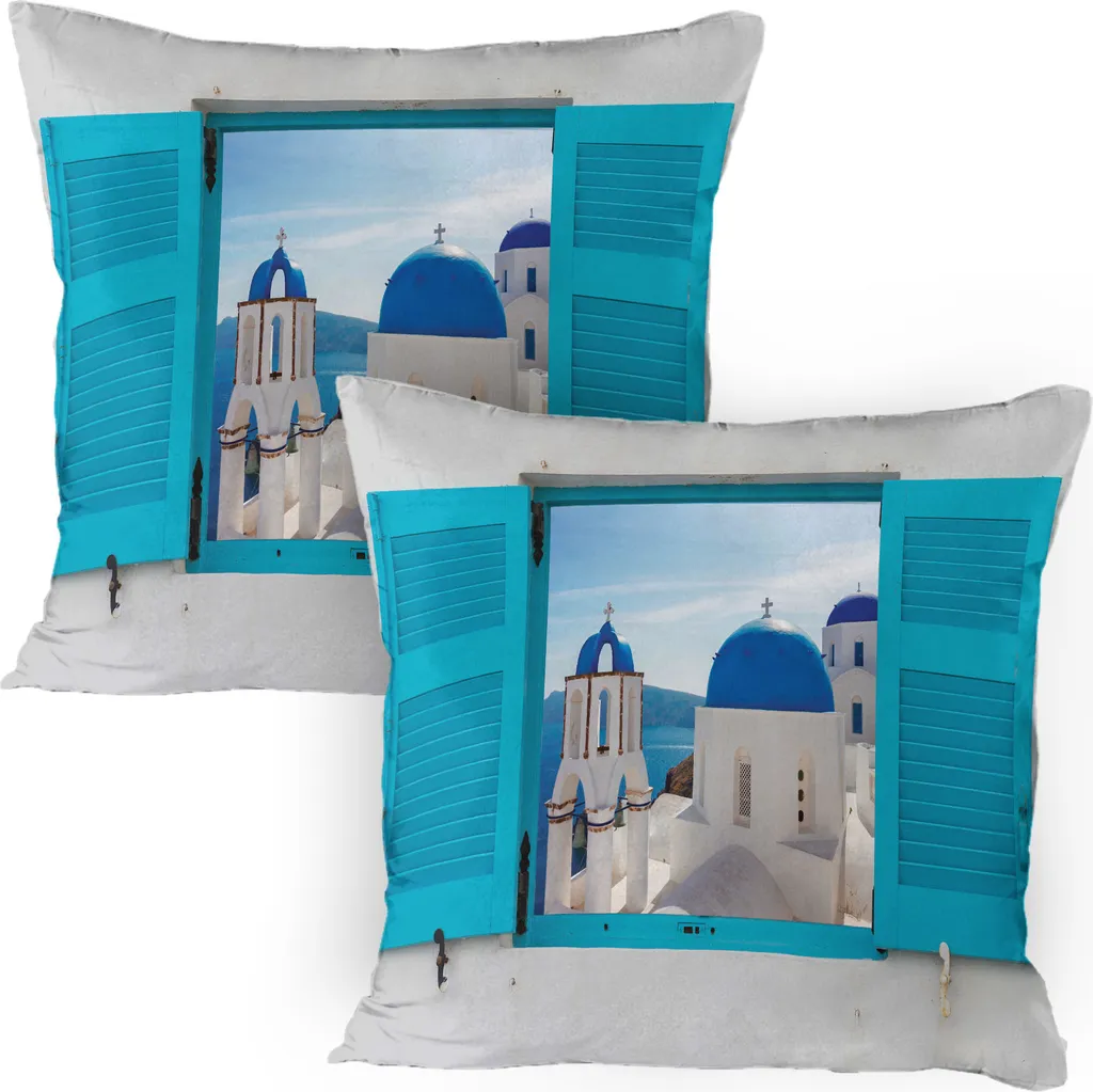 ABAKUHAUS 2 Federe 80x80 Santorini - Microfibra Stampata 3D