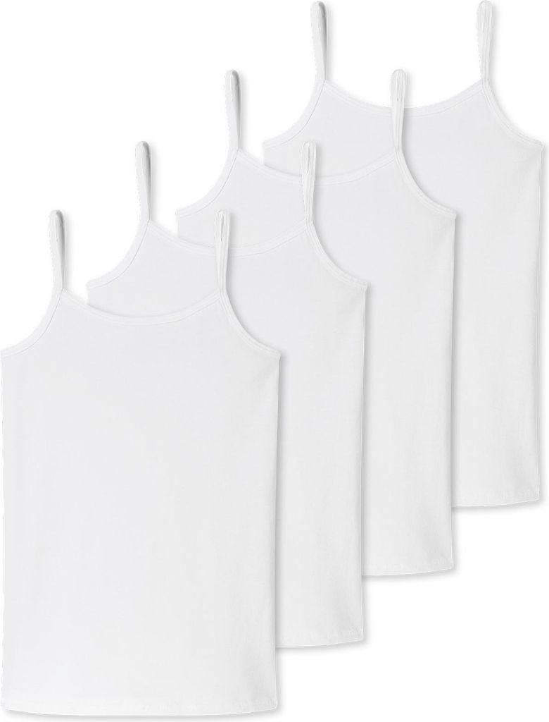 Schiesser 4er Pack Teens Girls 95/5 Organic Baumwolle Spaghetti Top Unifarbenes Design, Mit schmalen Trägern, Elastischer Zweinadelbund am Saum