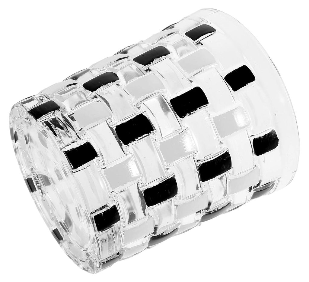 Mundwasserbecher aus Glas mit Schwarz-Weißem Schachbrettmuster für Zuhause und Unterwegs