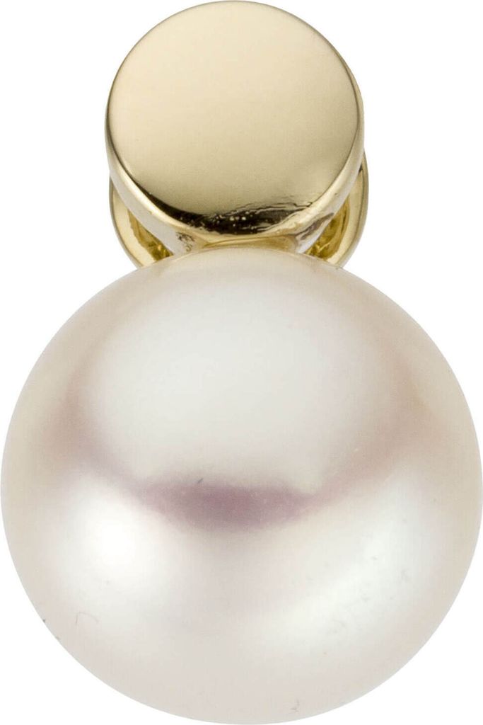 Anhänger aus 585 Gold Gelbgold mit Süßwasser Perle weiß Halsschmuck Damen