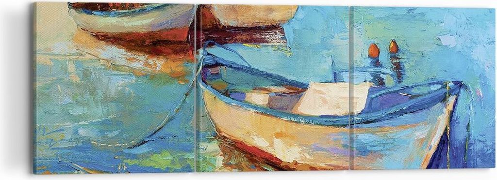 Bild auf Leinwand - Leinwandbild - 3 Teile - £ódŸ Hafen Bunt - 120x40cm - Wand Bild - Wanddeko - Wandbilder - Leinwanddruck - Bilder - Wanddekor...