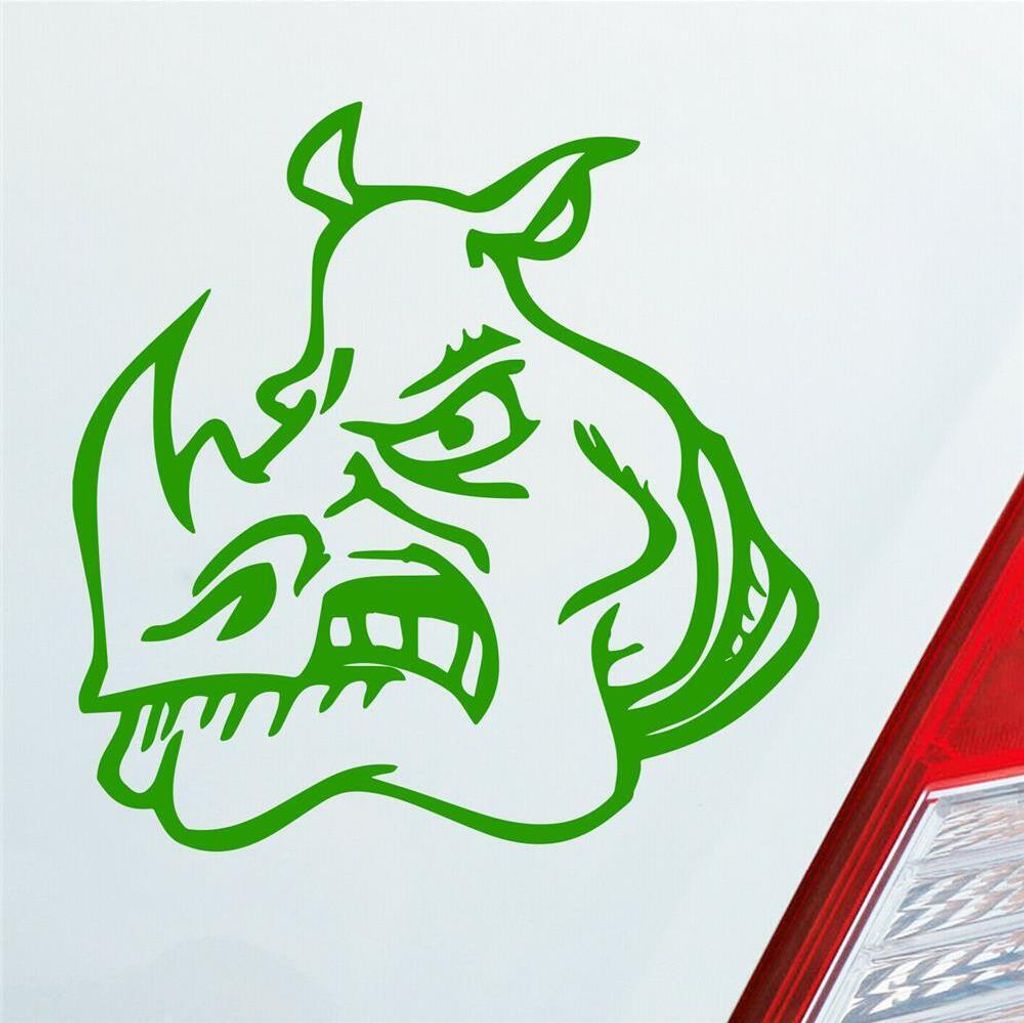 Auto Aufkleber Böses Nashorn angry Rhino Devil Car 10x10 cm Produktbild 