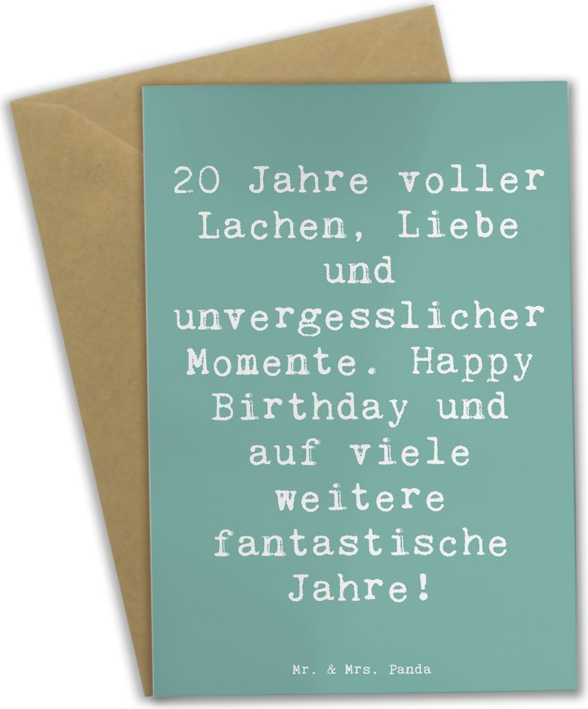 Mr. & Mrs. Panda Grußkarte Spruch 20. Geburtstag Feiern - Meeresbrise - Geschenk, Karten, Freundschaft, glückwunschkarten, Happy Birthday, einlad...