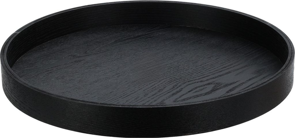 Rundes Serviertablett aus Holz, 38cm, groß, schwarz Produktbild 