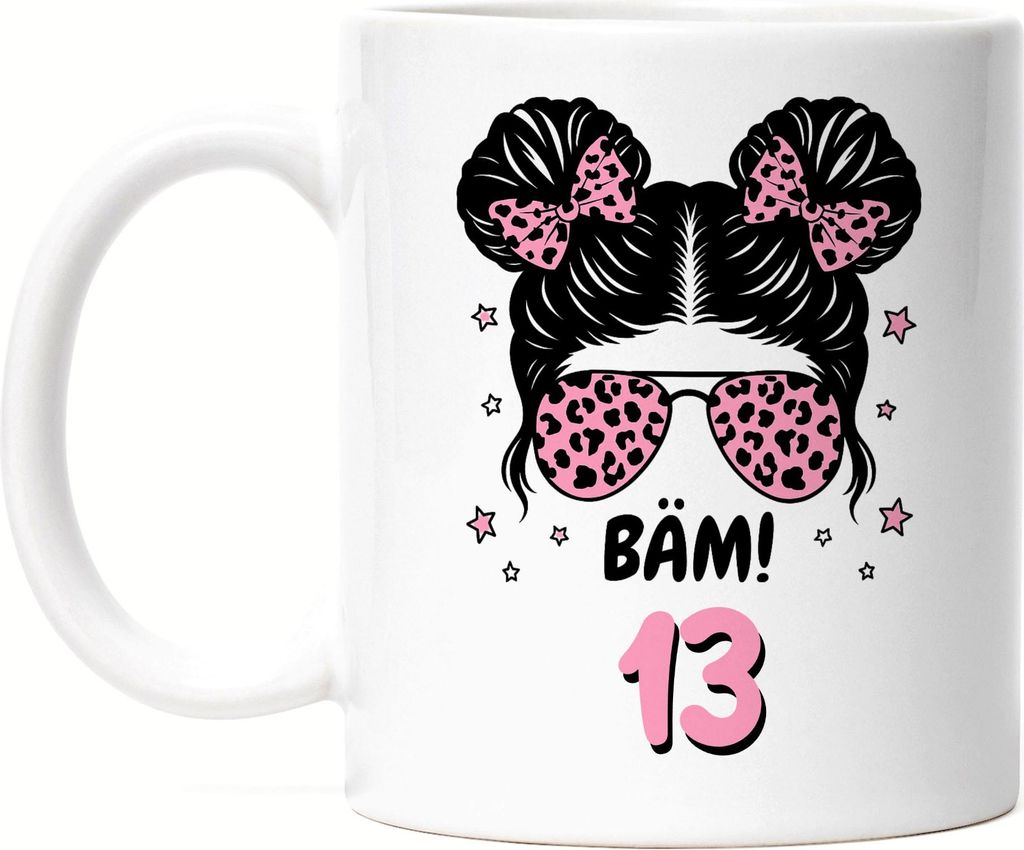 Bäm 13 Geburtstag Tasse Weiß Mädchen Geschenk Teenager Kindergeburtstag Partydeko Überraschung cooles Motiv originelle Idee