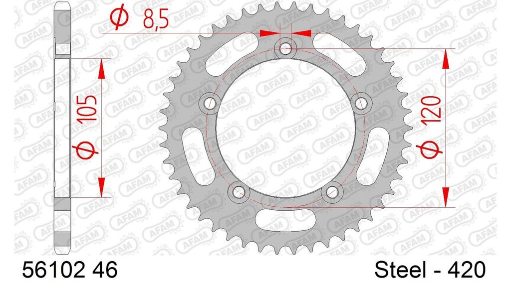 AFAM Standard Stahlritzel hinten 56102 - 420