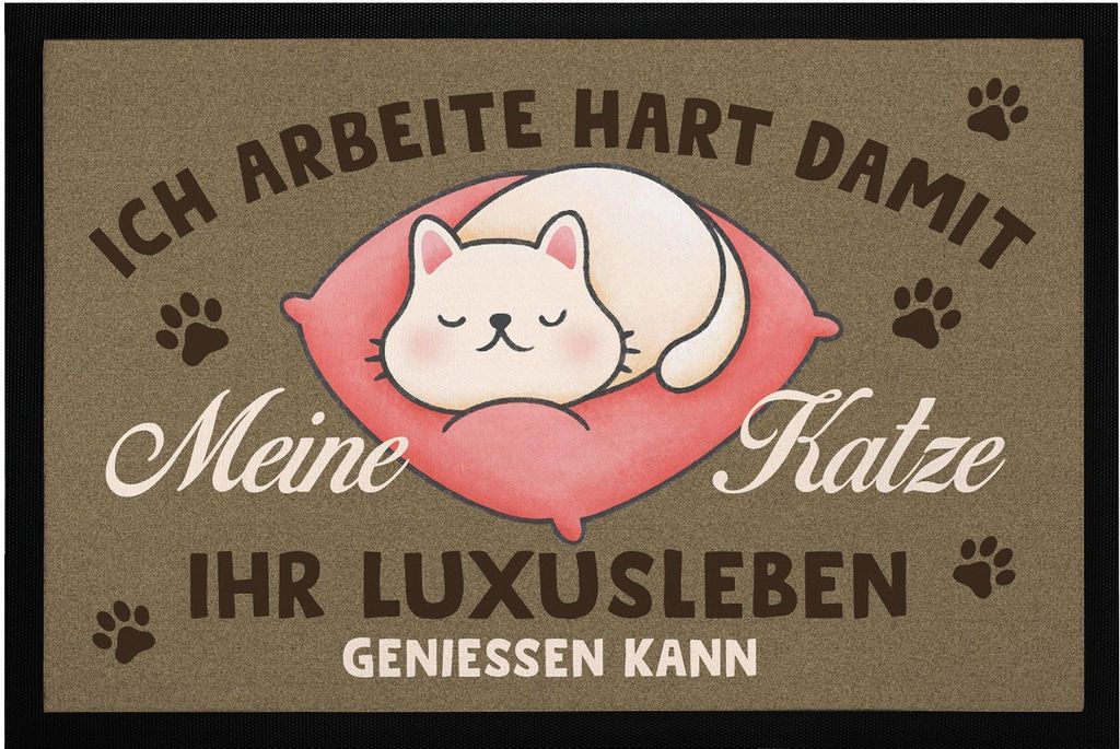 Fußmatte mit Spruch Ich arbeite hart, damit meine Katze ihr Produktbild 
