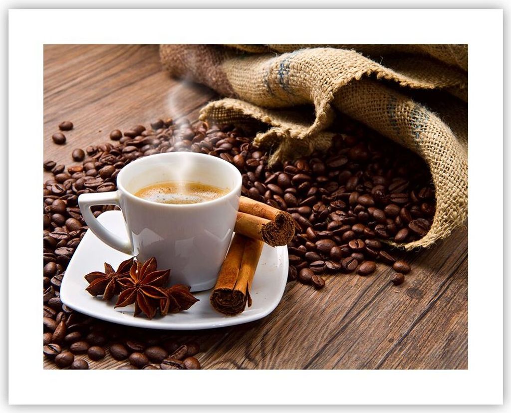 Poster - Poster ohne Rahmen - Kaffee schwarz Frühstück Schokolade - 50x40 cm - Wand Bild - Wanddeko - Wandbilder - Kunstposter - Wandposter - Bil...