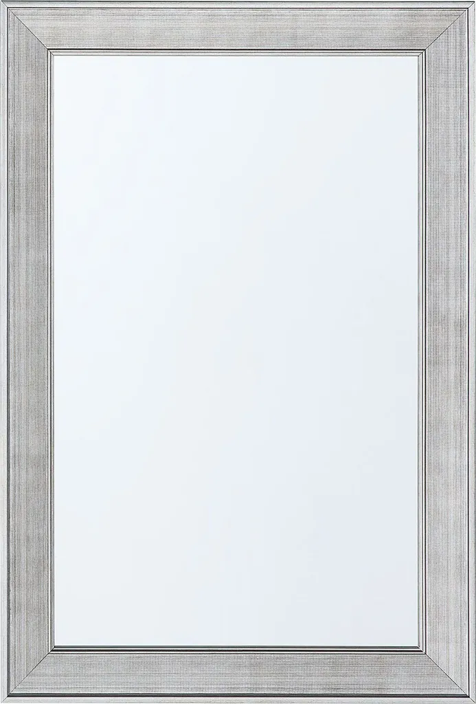 Beliani Miroir Mural Argenté 61 x 91 cm en Verre et Cadre Rectangulaire