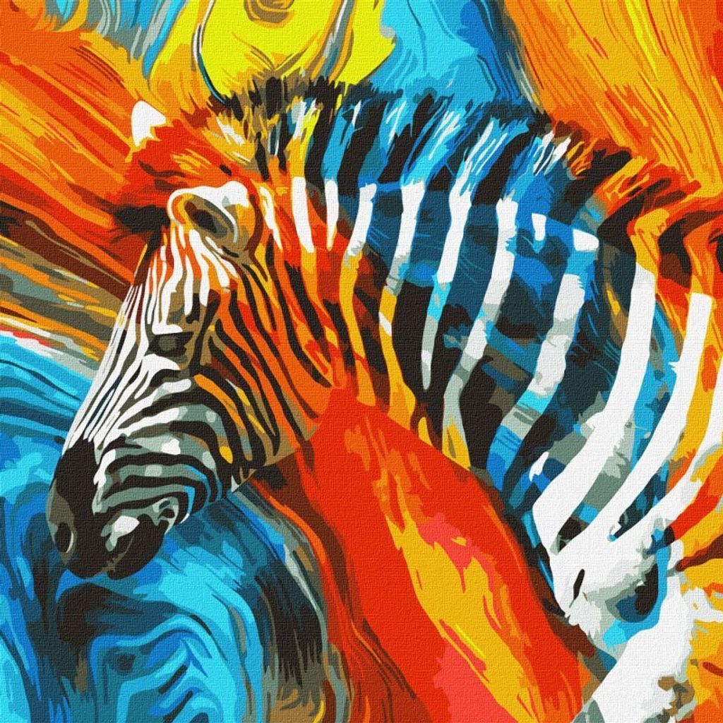 Malen nach Zahlen – Buntes Zebra 50 x 50 cm – Ideyka