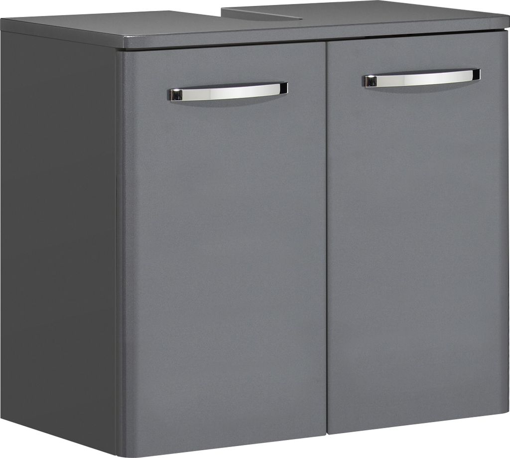 Waschbeckenunterschrank "Quickset 327" in Anthrazit Hochglanz mit 2 Türen. Abmessungen (BxHxT) 60x53x33 cm