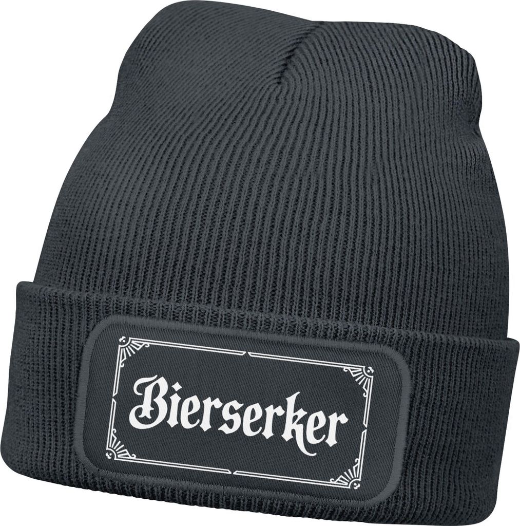 Herren Beanie Patch Strickmütze mit Spruch Bier Aufdruck Bierserker Mütze Männer Geeschenkidee Bierliebhaber Moonworks
