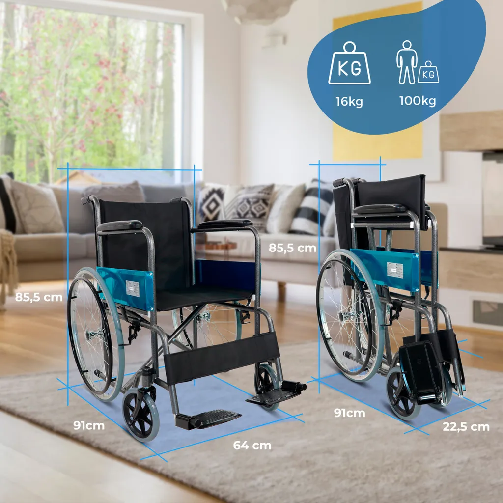 Fauteuil roulant automoteur roues huilées et accoudoirs rembourrés - 2