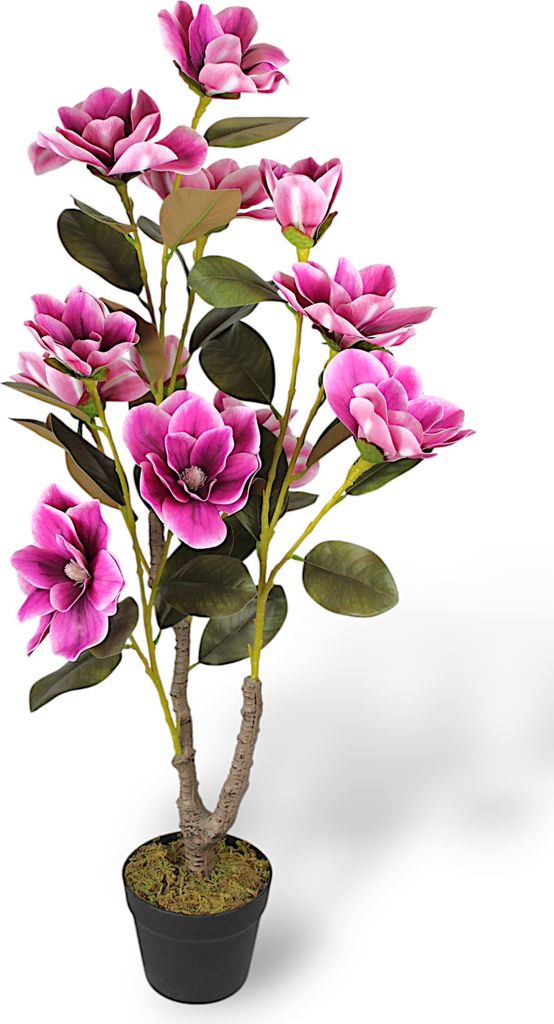 Kunstpflanze Yulan Magnolie Pink 95 cm im Topf Blütenpflanze künstliche Pflanze Zimmerpflanze